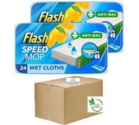 Flash Speedmop Wet Cloths Lemon Multi-Surface Refills, 2 x 24 Pack Boxed Slamtech