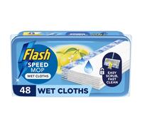 Flash Speedmop Wet Floor Cleaning Wipes, 48 Cloths (24x2), Antibac Lemon Multi-Surface, Trap & Lock Daily Dirt, Grease & Grime Without Getting Down On