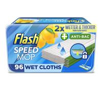 Flash Speedmop Wet Floor Cleaning Wipes, 96 Cloths (24x4), Antibac Lemon Multi-Surface, Trap & Lock Daily Dirt, Grease & Grime Without Getting Down On