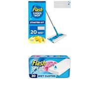 Flash Speedmop Wet Mop Floor Cleaner Starter Kit For Cleaning Floors, Includes: 1 Mop, 20 Wet Refills (Lemon) & 30 Wet Refills (Wild Orchid Scent), For A Fast & Easy Clean
