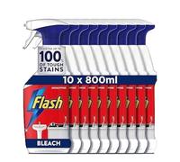 Flash Spray Bleach - 800ml (pack of 10) | Powerful All-Purpose Cleaner - Removes Tough Stains & Disinfects - Ideal for Kitchens & Bathrooms
