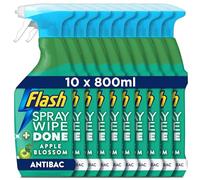 Flash Spray.Wipe.Done Kitchen Cleaner Spray, 8 Litres (800 ml x 10), Surface Cleaner & Grease Remover, Apple Blossom