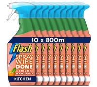 Flash Spray Wipe Done Kitchen Cleaning Sprays, Bright Mandarin, 8 Litres (800 ml x 10)