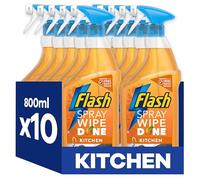 Flash Spray Wipe Done Kitchen Cleaning Sprays, Bright Mandarin, 8 Litres (800 ml x 10)