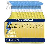 Flash Spray Wipe Done Kitchen Cleaning Sprays, Crisp Lemon, 8 Litres (800 ml x 10),