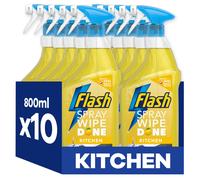 Flash Spray Wipe Done Kitchen Cleaning Sprays, Crisp Lemon, 8 Litres (800 ml x 10),