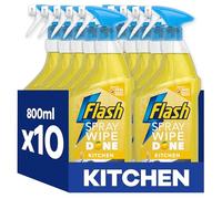 Flash Spray Wipe Done Kitchen Cleaning Sprays, Crisp Lemon, 8 Litres (800 ml x 10),
