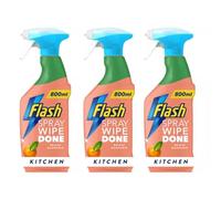 Flash Spray Wipe Done Mandarin Hygiene Kitchen Cleaning Spray - 3x800ml - Removes Grease - Spray, Wipe, Done