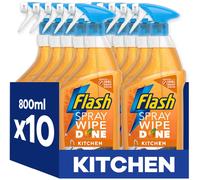 Flash Spray Wipe Done Kitchen Cleaning Sprays, Bright Mandarin, 8 Litres (800 ml x 10)