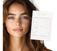 Flash Tattoos Fairy Dust Metallic Temporary tattoos-2 sheet mini pack | Includes over 23 premium silver foil giltter tattoos | face glitter, face gems, festival, face freckles, celestial, moon