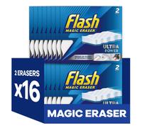Flash Ultra Power Magic Eraser, Stain Remover, 32 Erasers (16x2), Multi Surface Cleaner