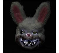 Flash Wear LED Light Up Mask, Scary Rabbit Design for Halloween, Festival, Party, Carnival Costumes (White)