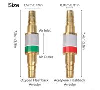 Flashback Arrestor for Oxygen & Acetylene Propane, 2 PCS with 4 Stainless Steel Clamps, Brass Gas Check Valve for Soldering Tool, Compatible with