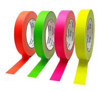 FlashBack Dayglo UV Blacklight Cloth Tape - Neon Glow for Party, DJ, Hula Hoops - 24mm x 25 Yards (All 4 Colours - 1 of Each (4 Rolls))
