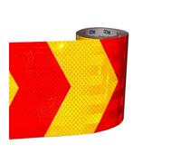 FlashBack Red & Yellow Arrow Chevron Prismatic Self-adhesive Reflective Tape Waterproof High Vis Outdoor (150mm x 5 Metres)