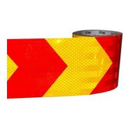 FlashBack Red & Yellow Arrow Chevron Prismatic Self-adhesive Reflective Tape Waterproof High Vis Outdoor (100mm x 10 Metres)