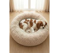 Flashbee Comfy Calming Dog Beds Medium Washable,Anti Anxiety Donut Ped Bed,Luxury Warm Fluffy Improved Sleep Amazingly Cat Bed Cuddler,Anti-Slip Bottom Round Puppy for Small Dog（M,Beige Brown）