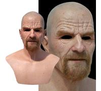 (Flashcolor) Bad Walter Breaking Hartwell White Mask Bald Old Man Latex Halloween Cover Head