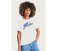 Flashdance Women's Classic 1980s Text Logo Relaxed Fit T-Shirt in White | Size: Large Flashdance White L