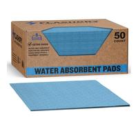 FlashDry Water Absorbent Pads 50 per Box, 17.5"x13.5" - Reusable and Hand Wringable Pads - Ideal for Water Leaks, Spills, Storm Damage Cleanup - Perfect for Basements, Garages, and Under-Sink Cabinets