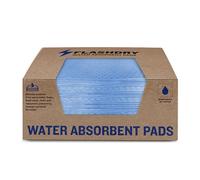 FlashDry Water Absorbent Pads 50 per Box, 17.5"x13.5" - Reusable and Hand Wringable Pads - Ideal for Water Leaks, Spills, Storm Damage Cleanup - Perfect for Basements, Garages, and Under-Sink Cabinets