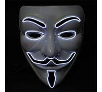 Flashez Anonymous Hacker Face Mask - Light Up Guy Fawkes V for Vendetta Festival Party Rave Fancy dress UK Brand (White)