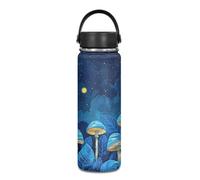 Flashideas Blue Mushroom Insulated water bottles 24 hr cold & 12 hr hot condensation Pro Grade Stainless Steel Leak Proof Double Walled Thermo Mug