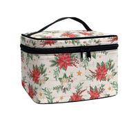 Flashideas Cosmetic Bag Large Opening Design Makeup Bag Easy to Take Zipper Makeup Organizer, Christmas Flowers 1, One Size
