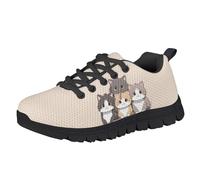 Flashideas Girls Sneakers Kids Boys Running Shoes Tennis Shoes Lightweight Breathable Athletic Hiking Shoes, Cartoon Cat 1, 4 Big Kid