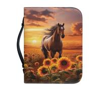 Flashideas Horse Bible Case for Girls Portable Handbag Bookmark with Durable Handle and Smooth Zipper for Bible Study Commuter Pray Activity Business Briefcase Bible Bag for Friends