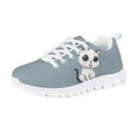 Flashideas Kids Shoes Athletic Walking Jogging Sports Comfortable Breathable Trainers for Boys Girls White Sole, Cute Cat 4, 11.5 Big Kid