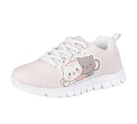 Flashideas Kids Shoes Athletic Walking Jogging Sports Comfortable Breathable Trainers for Boys Girls White Sole, Cute Cat 3, 4 Big Kid