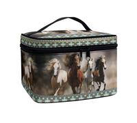 Flashideas Makeup Bag for Cosmetics Vertical Storage Large Capacity Travel Make Up Bag, Aztec Horse 1, One Size