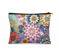 Flashideas Makeup Bag for Purse Travel, Portable Small Cosmetic Organizer Cosmetic Bag for Women, Hippie Flower 1, 1 Set