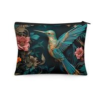 Flashideas Makeup Bag for Purse Travel, Portable Small Cosmetic Organizer Cosmetic Bag for Women, Hummingbird Print, 1 Set
