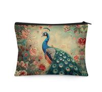 Flashideas Makeup Bag for Purse Travel, Portable Small Cosmetic Organizer Cosmetic Bag for Women, Peacock 1, 1 Set
