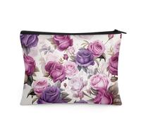 Flashideas Makeup Bag for Purse Travel, Portable Small Cosmetic Organizer Cosmetic Bag for Women, Purple Rose 1, 1 Set