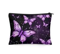 Flashideas Makeup Bag for Purse Travel, Portable Small Cosmetic Organizer Cosmetic Bag for Women, Purple Butterfly 1, 1 Set