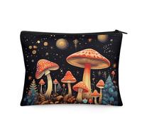 Flashideas Makeup Bag for Purse Travel, Portable Small Cosmetic Organizer Cosmetic Bag for Women, Red Mushroom Print, 1 Set