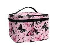 Flashideas Makeup Bag Makeup Organizer Bag for Travel Easy to Take Makeup Bags Case, Pink Butterfly 3, One Size