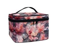 Flashideas Pink Floral Make Up Bag Zipper Makeup Organizer Large Capacity Travel Toiletry Bag Easy to Take Can Hold Makeup Brushes Skincare for Cosmetics Vertical Storage