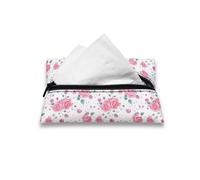 Flashideas Pink Rose Tissue Holder Pouches Reusable Pocket Tissue Holder for Purse Fabric Purse Zipper Enclosed Tissue Holder for Purse Soft Coins Tissue Pouch for Bag Car Office Home