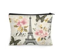 Flashideas Romantic Paris Make Up Bag Cosmetic Zipper Pouch Purse Cosmetic Bag for Women Multifunctional Makeup Easy to Take Easy to Hold Portable Storage Bag