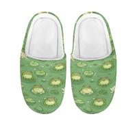 Flashideas Toddler Kids Fur Lined Warm Slip On Slippers Soft Plush Slippers, Cute Frog 1, 14-14.5 Big Kid