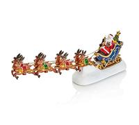 Flashing LED Light Up Santa & Sleigh with 8 Reindeer Figurine Ornament 34cm Long