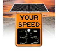 Flashing Solar Powered Led Speed Limit Signs, 20"x27"/24"x35" Aluminum Radar Speed Detector with All-WeatherReal-Time Monitoring,20''×27''-Orange