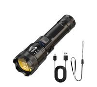 Flashlight, LED Flashlight - Portable Flashlight - Water Resistant LED Light 3 Modes Rechargeable Zoomable Flash Light for Outdoor
