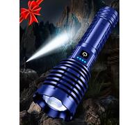 Flashlights 2400.000 High Lumens, Super Bright LED Rechargeable Flash light, Long Battery Life, Hoslter, Powerful Waterproof Handheld Flashlights with Zoomable 5 Modes for Emergencies Camping (Blue)