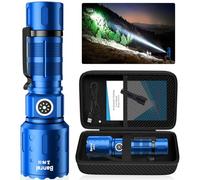 Flashlights High Lumens Rechargeable, 20000 Lumens Super Bright 1500 Meters Long Range Small Powerful Flashlight, 6 Modes LED Tactical Pocket Waterproof Flash Light for Home Emergency (1, Blue)