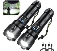 Flashlights High Lumens Rechargeable, 90000 Lumen Super Bright Flashlight 2 Pack, High Powered LED Flash Light with 5 Modes, IPX6 Waterproof Handheld Flashlights for Home Camping Gift